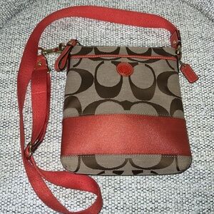 Coach Crossbody Bag/Side Purse Brown-Orange